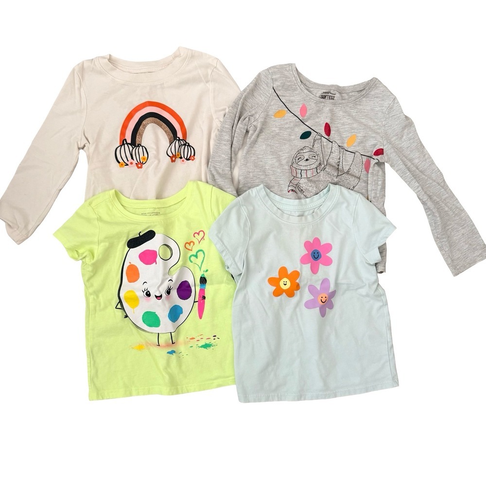 Cat & Jack Jumping Beans Graphic T-Shirt Bundle Multicolor Kid Girls 3T